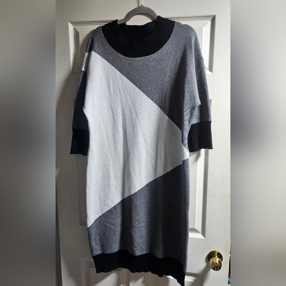 Ashley Stewart Colorblock Sweater Dress - Picture 2 of 4